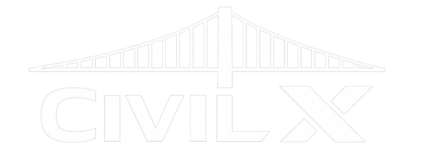 CivilX Logo CivilX white bridge logo